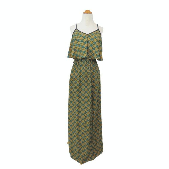*Reposh* EUC Elegant Green and Yellow Maxi Dress - Picture 2 of 11
